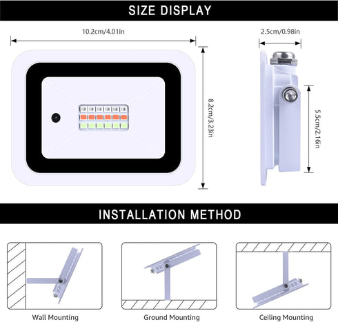 20W 3x4 IP68 MIWAT RGB LED Outdoor Luminaires - Size Waterproof Plug-in Lamp, Ideal for Courtyard, Party, Background