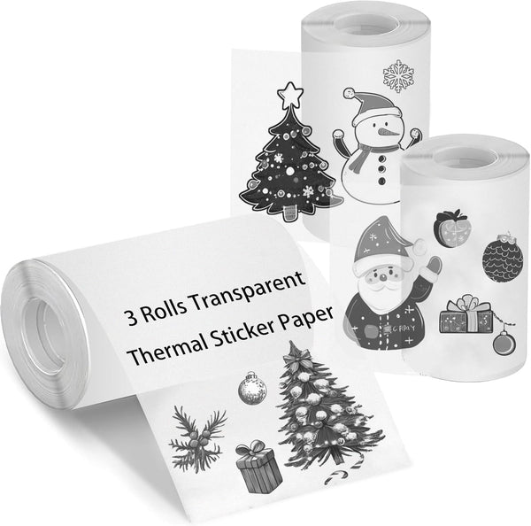 Transparent Self-Adhesive Thermal Paper, Glossy Thermal Printer Paper for Mini Portable Printer,