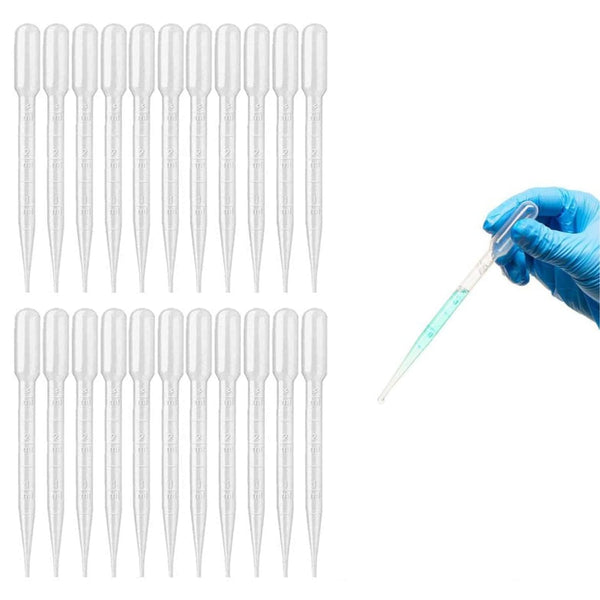 100pcs Plastic Disposable Transfer Pipettes - 3ml Calibrated Eye Droppers for Lip Gloss, Essential Oils & Laboratory