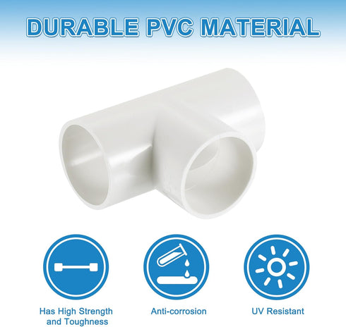 1-1/4" 3 3 Elbow Elbow uxcell PVC Tee, Pcs Way Connector Furniture Grade PVC Tee Pipe Fitting Adapter Corner Fitting