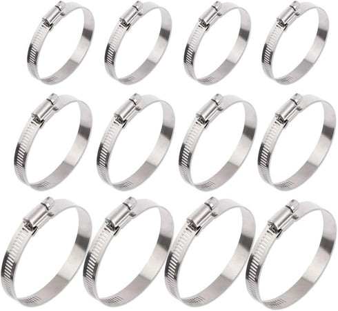 ISPINNER 12pcs 304 Stainless Steel Adjustable Worm Gear Hose Clamps Assortment Kit, 2 Inch, 3 Inch, 4 Inch