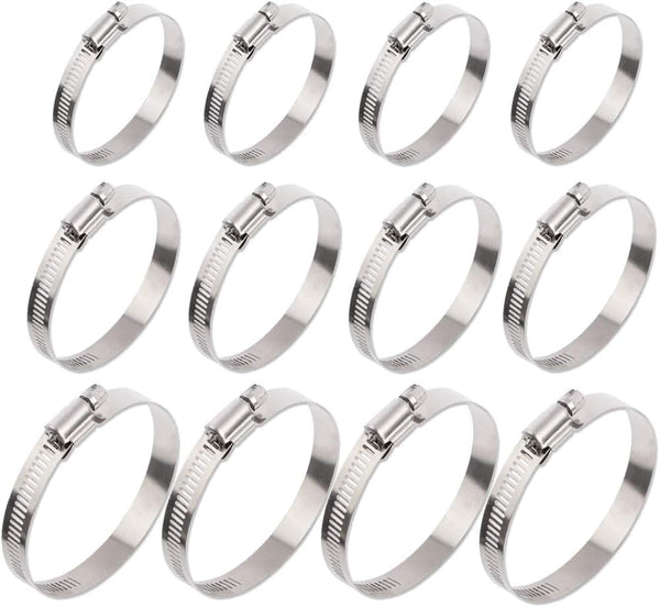 ISPINNER 12pcs 304 Stainless Steel Adjustable Worm Gear Hose Clamps Assortment Kit, 2 Inch, 3 Inch, 4 Inch