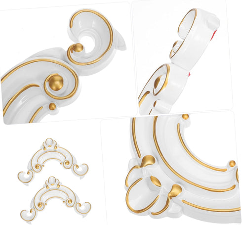 2pcs Homoyoyo Adhesive Furniture Appliques Onlays: Decorative Frame Onlay - Peel and Stick Corner Decal for Vanity