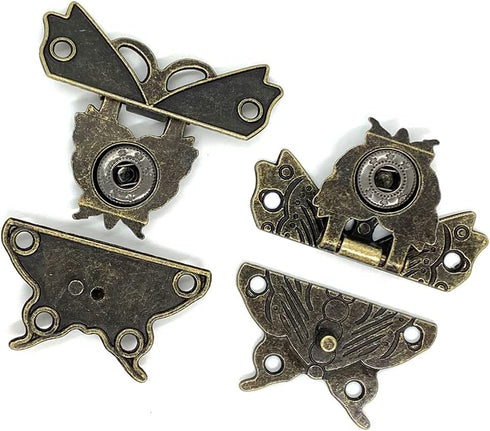 2 Sets Antique Wood Case Chest Box Hasp Latch Lock with Screws for Jewelry Box Decoration and Repair