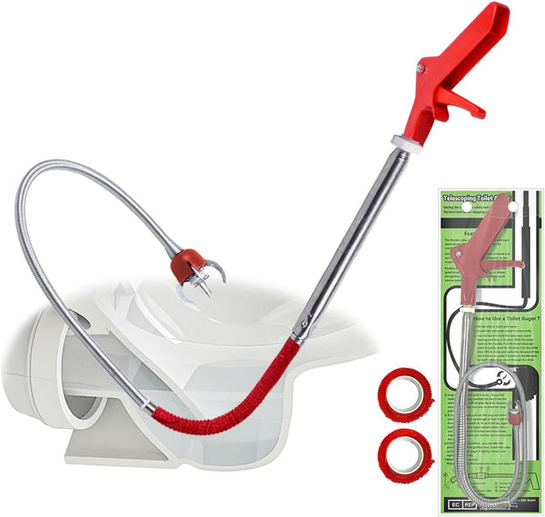 50 Inch Toilet Snake Drain Auger Cleaner Tool, Upgraded Grabber Unclogger Tool,