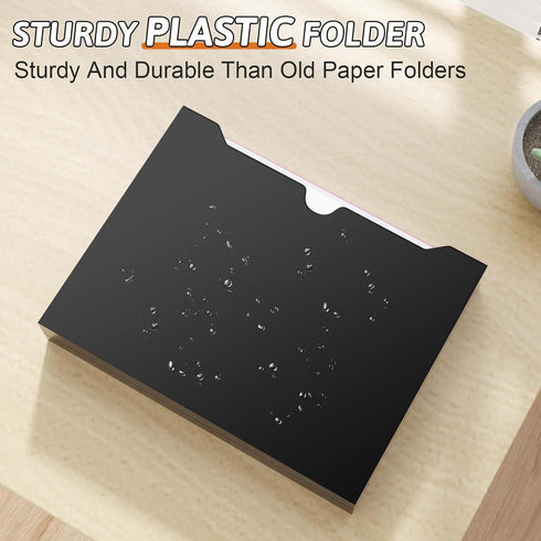 Plastic File Jackets Letter Size, 12 Pack Reinforced Manilla File Pocket Folders, Heavy Duty with Straight Cut Tab, 2