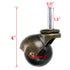 Skelang 2 Inch Pack 4 Ball Caster Stem Caster Wheel with Sockets, Vintage Antique Swivel Caster for Furniture, Ottoman