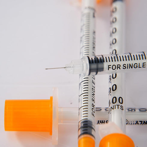 Disposable Syringes with Needle, U-100 31G 1ml 5/16 Inch (8mm) - 100 ct Box, Size: 1cc Syringe