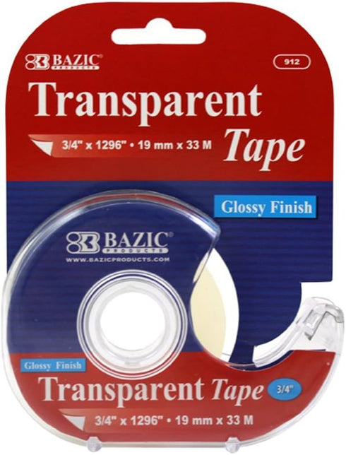 BAZIC 3/4" X 1296" Transparent Tape w/ Dispenser by Bazic