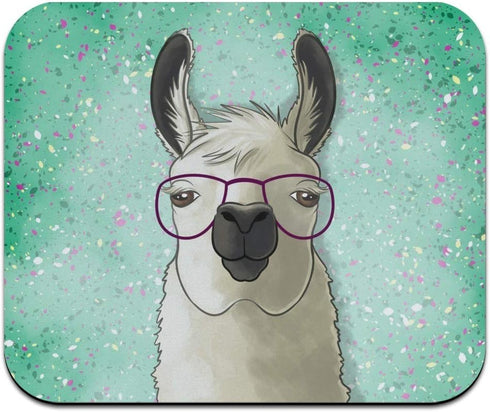 Hip Llama with Glasses Low Profile Thin Mouse Pad