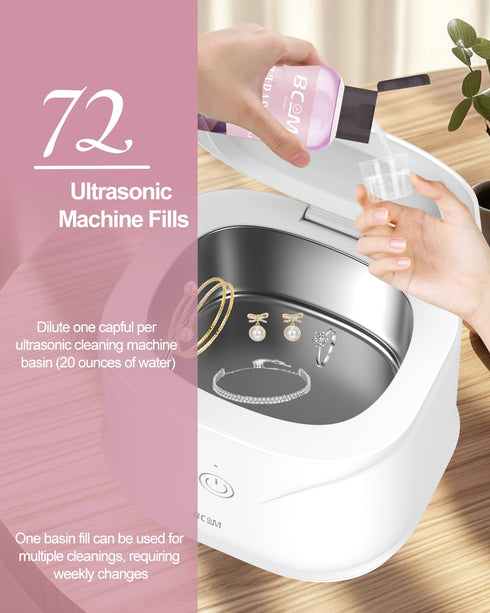 8.5 oz/250 ml,Pink Ultrasonic Jewelry Cleaning Solution, Great for Use in All Ultrasound Machines, Eyeglass and Rings