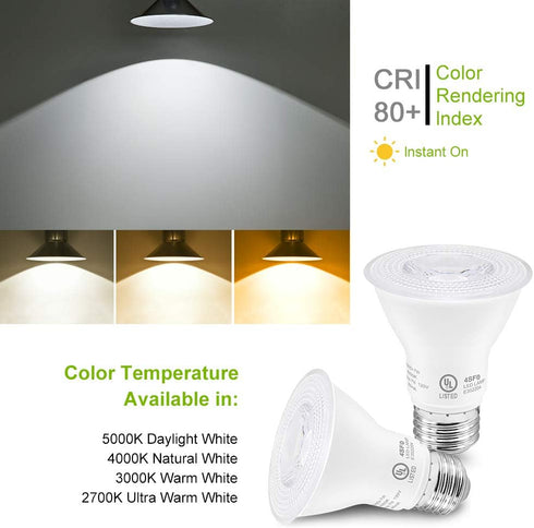 7W Par20 LED Bulb, 3000K Warm White Dimmable Flood Light, 50W Equivalent, 500 Lumens, E26 Base, 6 Pack