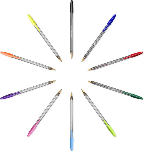 Bic Cristal Fun Ballpoint Pens, Wide Tip (1.6mm), Assorted Colours, Box of 20