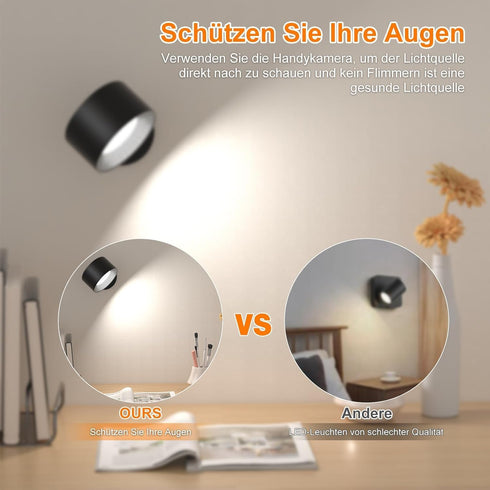 BHBP 360 (black-2pcs) LED Magnetic Wall Light with Rotation Touch Remote Control Rechargeable Reading Mural Lights