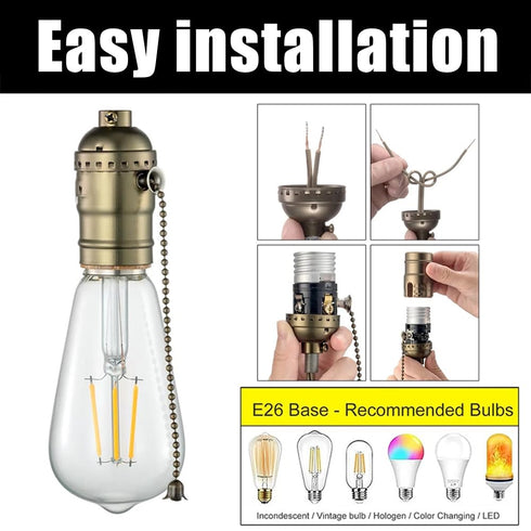 Yrhrol 8 E26 Bulb Pcs Pull Chain Lamp Socket Replacement, Standard Threaded Base, Lamp Parts for Table and Floor Lamps