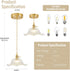 FONTA VERDE Vintage Pendant Lights Kitchen Island, Adjustable Brass Pendant Light Fixtures with Transparent Lily Glass