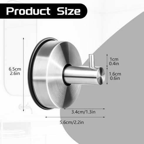 Suction Hooks, 2 Pack Vacuum Suction Cup Hooks Removable and Reusable Shower Hooks Stainless Steel Towel Hooks Wall Hanging Hook Heavy Duty Hooks for Bathroom Kitchen by Dntorx