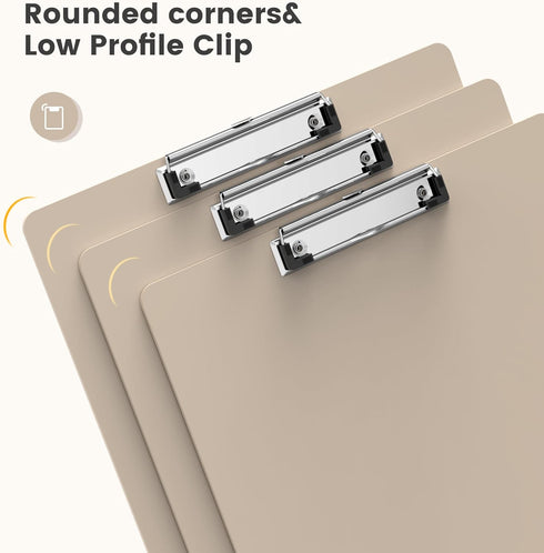 Extra Large 11x17 Clipboards, Khaki Plastic Drawing Boards with Low Profile Clip for Art Supplies and Drafting