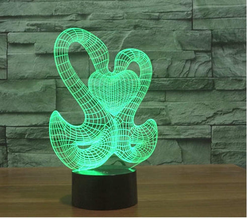 3D 16 Night Light for Kids Swan Heart to Heart Led Lamp with Remote Control Color Changing Xmas Birthday Gift for Child