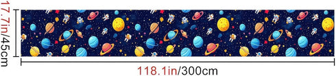 17.7" 118.1" HOMETITUTE Cartoon Galaxy Astronaut Planets Wallpaper Peel and Stick Contact Paper Wall Paper Stick x Self