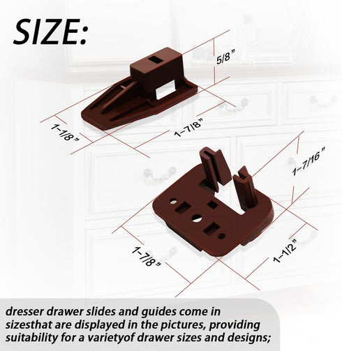 10PCS Drawer Slides Repair Kits for Center Mount Drawer Slides, Plastic Drawer Guides for Rite-Trak I (dresser)