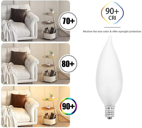 DXMKOP Bulb, CA10 60W E12 Bulbs 120V Dimmable(6PACK) Candelabra Flame Tip Frosted,Frosted Flame Tip Chandelier Light