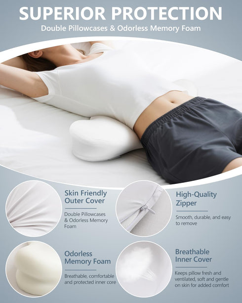 SMDR Ergonomic Lumbar Support Pillow, Dual-Wing Memory Foam Back Cushion for Lower Back Pain Relief & Posture Support