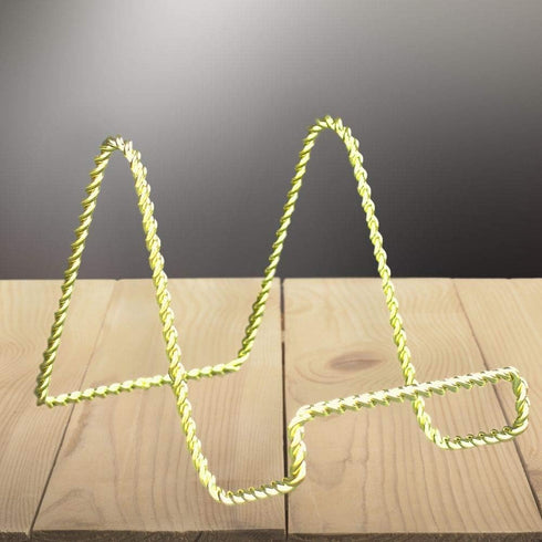 Wire Easel Display Stand 4" H - Twisted Brass Finish Metal, Pack of 3