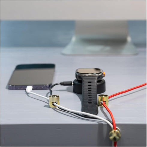OYWOBET 3 Pcs Gold Cable Anchors, Metal Cable Clips, Cable Anchors for Desk, Metal Charger and Wire Organizers