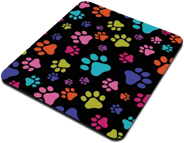 Non-Slip Rectangle Mousepad, Multicolor Dog Paws Design for Home, Office and Gaming Desk