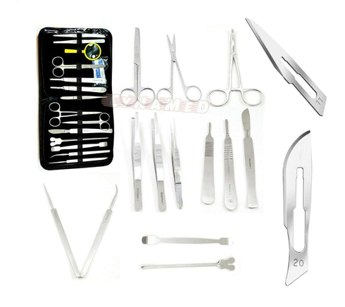 Premium 34 Pcs Advanced Biology Lab Anatomy Dissection Kit Set with Scalpel Knife Handle and Blades