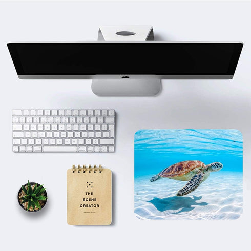Sea Turtle Mouse Pad, Non-Slip Rubber Base, Cute Design for Computers, Laptop, Office, 9.5"x7.9"x0.12" Inch