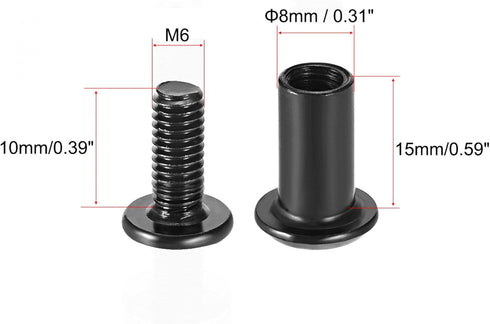 uxcell Screw Post Fit for 5/16"(8mm) Hole Dia, Male M6x10mm Belt Buckle Binding Bolts, 10 Sets