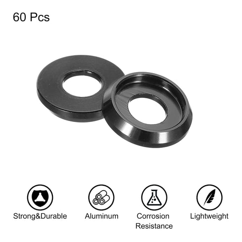MECCANIXITY M5 Cone Cup Countersunk Washers, Pack of 60 Aluminum Gaskets for RC/FPV/PC/Drone Accessories