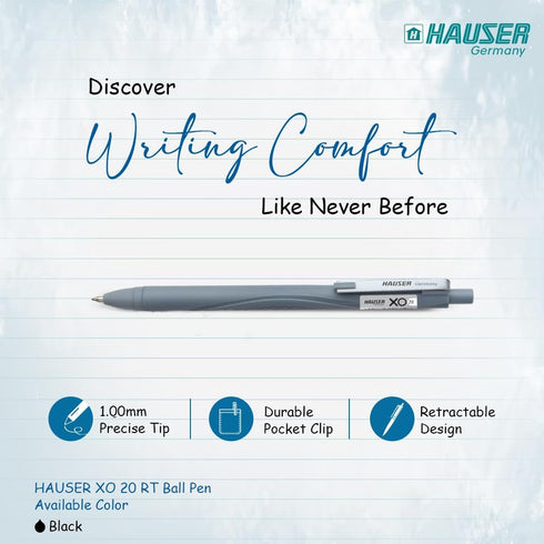 HAUSER XO 20 Black Ballpoint Pens 12 Pc, 1.00 MM Bold Pens, Back To School Supplies, Office Pens, Desk Essentials, Education Supplies & Craft Supplies.