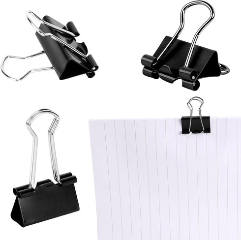 JANYUN 150Pcs Small Binder Clips 19mm/0.75 Inch Metal Paper Clamps for Office School Home Supplies (Black)