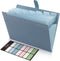 SKYDUE Expanding File Organizer, 8 Pockets, Accordion File Folders with Labels, Portable Document Organizer, Blue