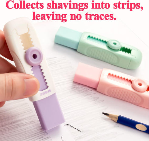 M&G 4+1 Pack Rubber Erasers, Sliding Retractable Eraser, Soft Cute Push Pull Large Pencil Eraser with Refill