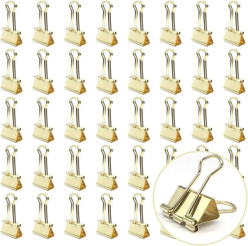 Gold Binder Paper Clips - Small 3/4 inch Width Clips, 80 Pack for Office School Supplies