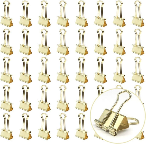 Gold Binder Paper Clips - Small 3/4 inch Width Clips, 80 Pack for Office School Supplies