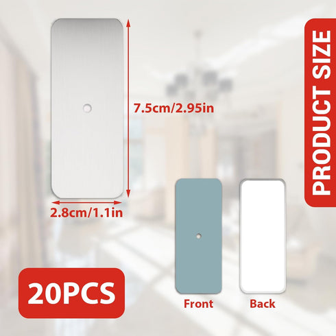 USCAUK 20 2.95x1.1in Pcs Adhesive Metal Plates for Magnetic Mounts, Rectangular Iron Strips with Adhesive Backing
