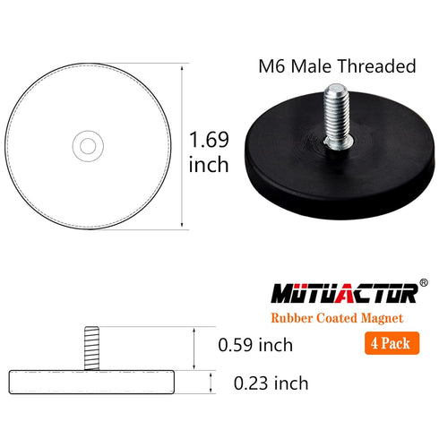 MUTUACTOR Neodymium Rubber Coated Magnet, 4pack Heavy Duty Magnets for Fixing Lights, Cameras, Vans