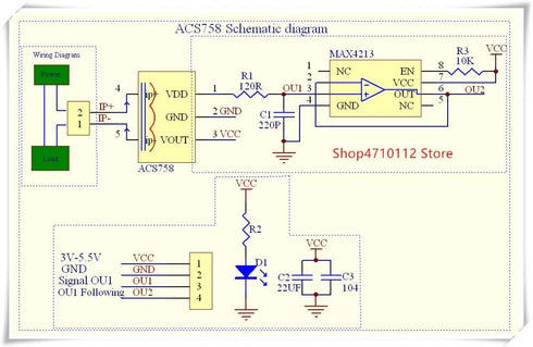 ACS758 ACS758LCB-050B-PFF-T 50A ACS758LCB 120 3-5.5V HiLetgo Linear Current Sensor Current Module kHz Bandwidth