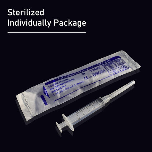 5ml/cc Lab Supplies with Luer Lock 22 Ga, Individually Wrapped, 20 Pack