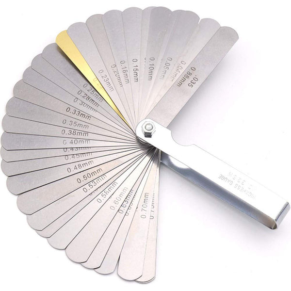 32 Blades Feeler Gauge Dual Marked Metric and Imperial Gap Measuring Tool for Guitar Bass Engineers