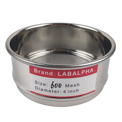 LABALPHA 600 Mesh Lab Sieves, Test Sieve #600 Mesh, 4'' Diameter, 304 Stainless Steel Wire Cloth