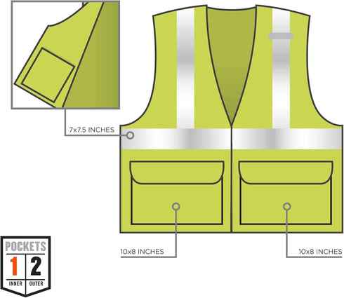 Ergodyne Unisex Class 2 Standard Solid Vest Zippered Lime, XX-Large-3X-Large