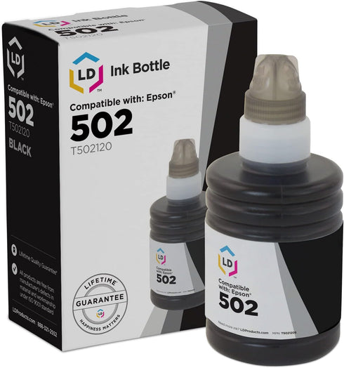 LD Products Compatible Ink Bottle Replacement for Epson 502 T502120-S (Black Single Bottle)
