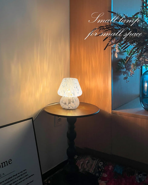 Dimmable ONEWISH Mushroom Lamp Small Bedside Table Lamp-Nightstand Nightlight Stepless, Translucent Glass Desk Lamp