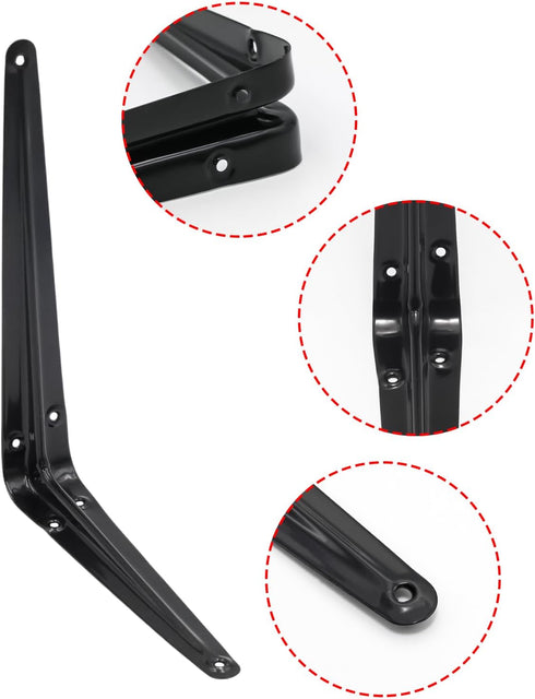 Mormchlots 24Pcs 10 8 Inch x Black Shelf Brackets, Heavy-Duty Metal Steel Corner L Brackets for Shelves Shelf